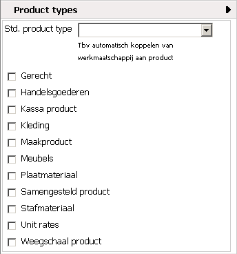 LCC Instellingen Product types