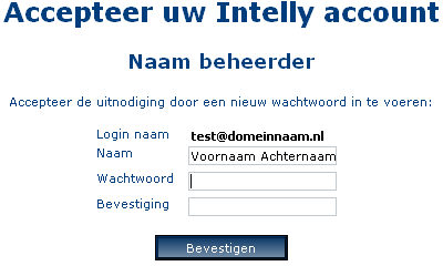 Nieuwe gebruiker Account activatie