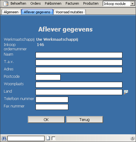 Aflevergegevens